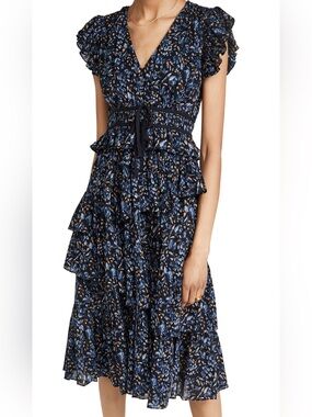 Ulla Johnson Madeline Floral Ruffle Tiered Midi Dress, new without tag